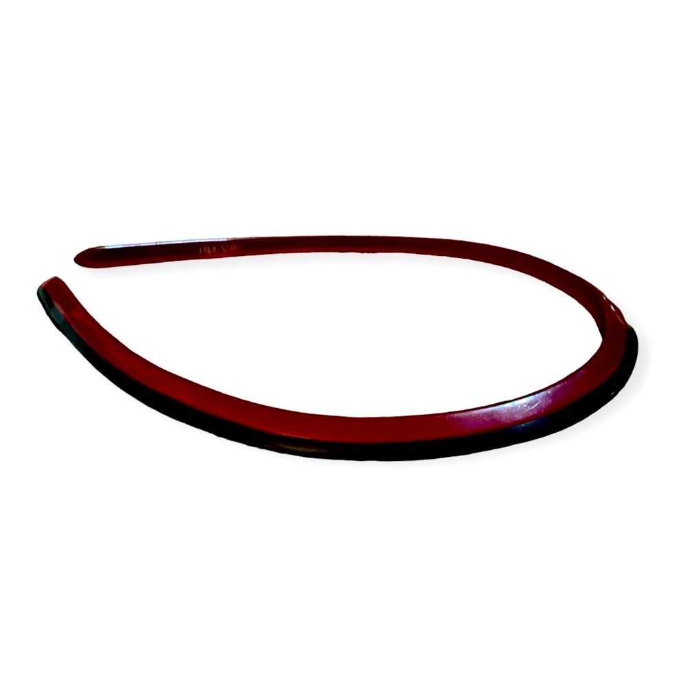 Colette Malouf Thin Angular Headband Red and Black, Made in France, Deadstock